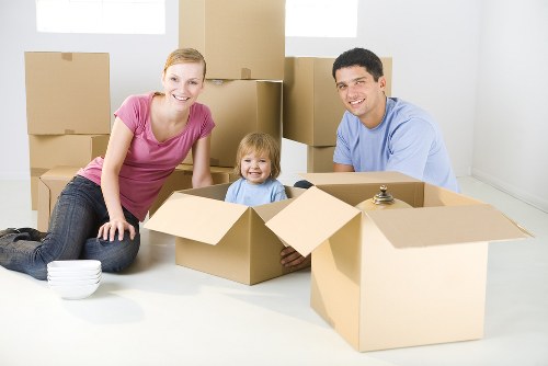 Packed moving boxes and furniture prepared for a Highgate house move