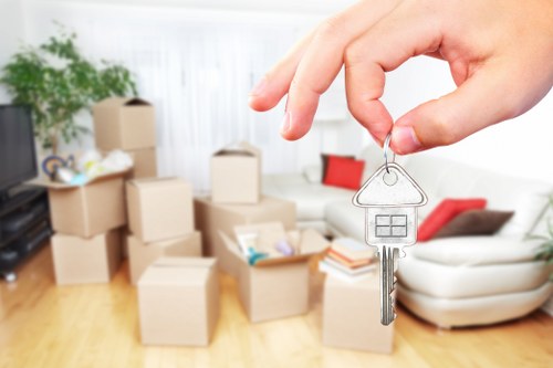 Packed household furniture ready for transport