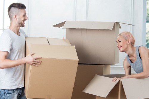 Packed boxes and furniture prepared for a Highgate house move