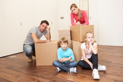 Packed boxes and furniture ready for local removals in Highgate