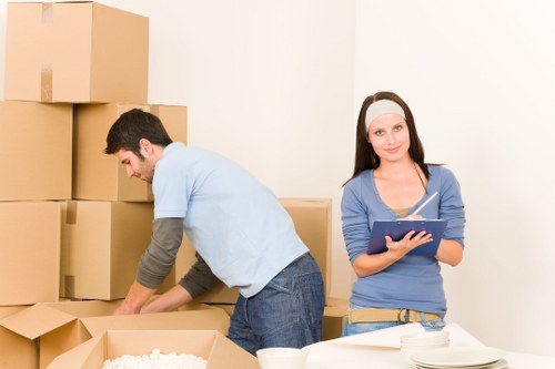 Packed boxes and furniture prepared for a Highgate home move